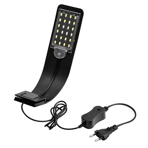 NICREW Luz LED Acuario, LED Acuario Delgada, LED Acuario de Pinza con Luz Azul y Blanco, 24 Leds Lámparas Acuario, 30-40 cm, 10W (Negro)
