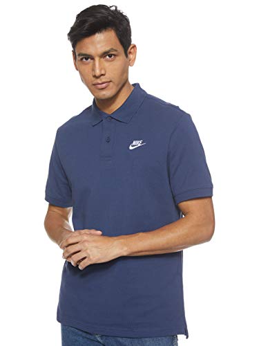 NIKE M NSW CE Polo Matchup Pq Camiseta, Hombre, Midnight Navy/(White), L