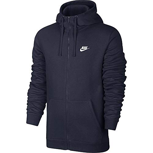 NIKE M NSW FZ FLC Club Sudadera con Capucha, Hombre, Azul (Obsidian/White), XL