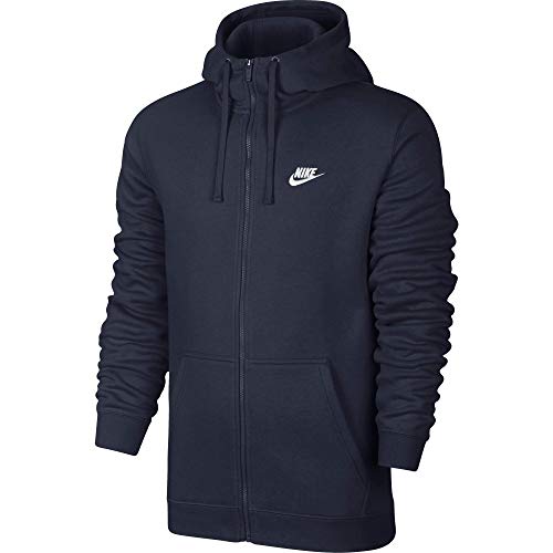 NIKE M NSW FZ FLC Club Sudadera con Capucha, Hombre, Azul (Obsidian/White), XL