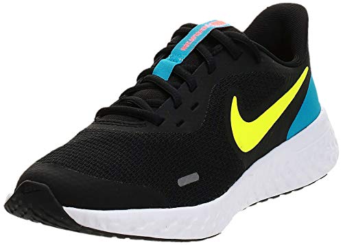 Nike Revolution 5 (GS), Zapatillas de Running Unisex niños, Black Lemon Venom Laser Blue, 38 EU