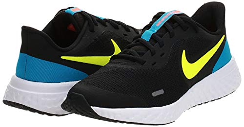 Nike Revolution 5 (GS), Zapatillas de Running Unisex niños, Black Lemon Venom Laser Blue, 38 EU