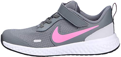 Nike Revolution 5 (PSV), Running Shoe Unisex-Child, Smoke Grey/Pink Glow-Photon Dust-White, 28 EU