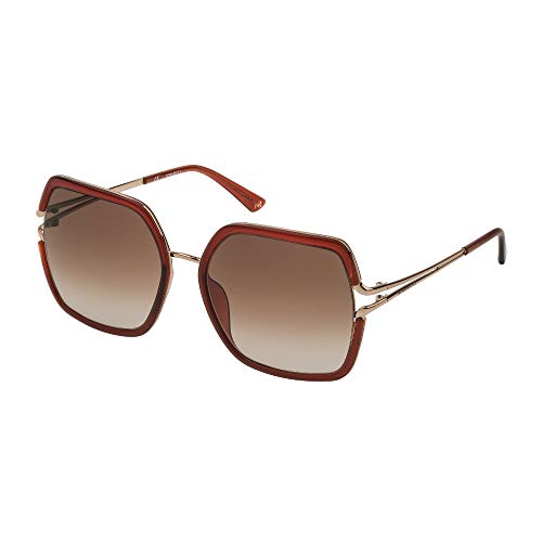 Nina Ricci - Gafas de sol SNR167 08H2 58-19-135 para mujer, oro rosa, paladio brillante, lentes de camel degradado