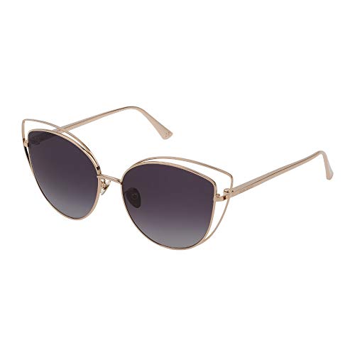 Nina Ricci SNR221 08H2 57-16-140 - Gafas de sol para mujer, oro rosa, paladio brillante, lentes ahumadas degradadas