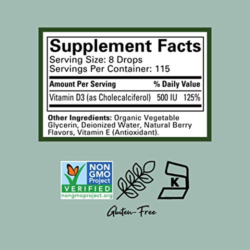 Niño vida Essentials - sabor de bayas mixtas de gotas de líquido de vitamina D3 500 IU - 1 oz