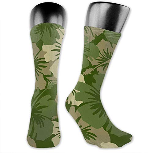 Niños Niñas Calcetines deportivos de color verde oliva floral hawaiano Calcetines altos hasta el tobillo Calcetines de compresión por debajo de la rodilla Calcetines divertidos a media pierna