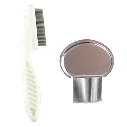 Nit - Juego de peinetas con mango y cabeza ultrafina para piojos, huevo de metal, dientes sanos, kit de cabello limpio