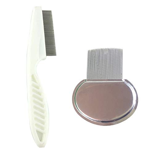 Nit - Juego de peinetas con mango y cabeza ultrafina para piojos, huevo de metal, dientes sanos, kit de cabello limpio