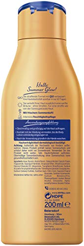 Nivea Body Lotion Straffend + Bräunend Q10 (200 ml), Cuidado para un bronceado suave con fresco aroma de verano, reafirmante Anti-Age Cuidado de la piel con Q10