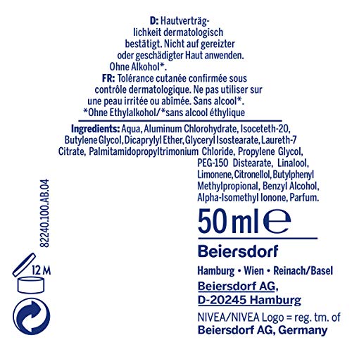 Nivea Deo Roller para mujeres, antirreflejos, transpirant de protección, Roll On, Black & White Invisible, 6 pack (6 x 50 ml)