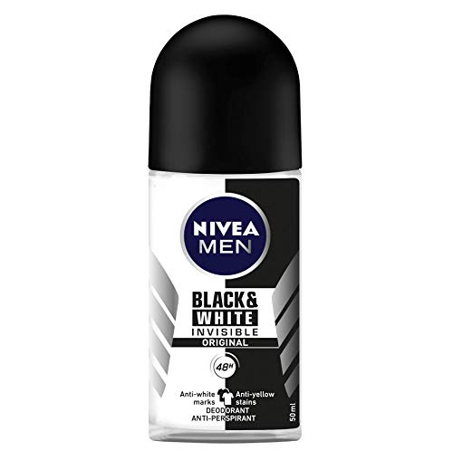 NIVEA Men Black & White Invisible Desodorante Roll-On, 6 paquetes de 50 ml