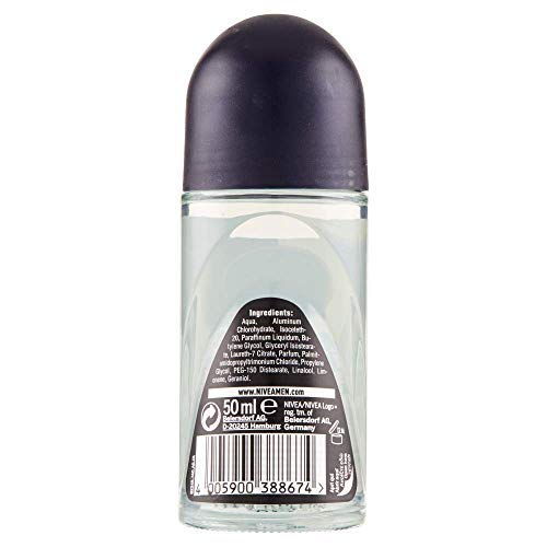 NIVEA Men Black & White Invisible Desodorante Roll-On, 6 paquetes de 50 ml