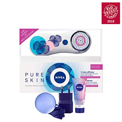 Nivea Nivea Pure Skin – Cepillo limpiador facial eléctrico Kit – edición limitada color blanco
