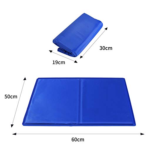 Nobleza – Alfombrilla refrescante para Mascotas Grandes. Auto refrigerante No tóxico. Ideal para para Perros, Gatos en Verano. 65 * 50 cm, Color Azul, M