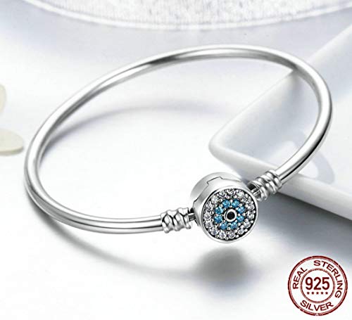 Nobrand 100% Plata De Ley 925 El Ojo del Brazalete Samsara para Mujer Fit DIY Pulseras con Dijes Joyería De Moda 19 Cm