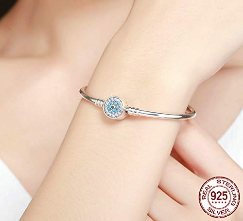 Nobrand 100% Plata De Ley 925 El Ojo del Brazalete Samsara para Mujer Fit DIY Pulseras con Dijes Joyería De Moda 19 Cm