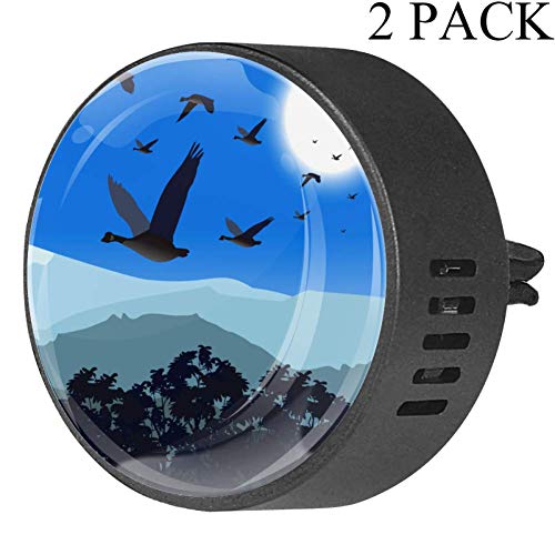 NOBRAND - Ambientador para coche, 2 unidades, diseño de gansos volando bajo sobre el árbol en la parte superior fría de la noche del coche, difusor de aromaterapia