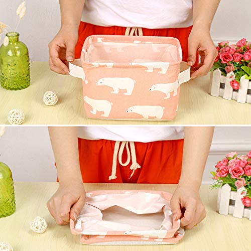 No/Brand Tyelany Cestas Almacenaje, Mini Cubos de Almacenamiento de Tela de Algodón, Plegable, Se Utiliza para el Almacenamiento de Cosméticos, Calcetines, Juguetes, etc (21 x 16 x 13.5cm, 4 Piezas)