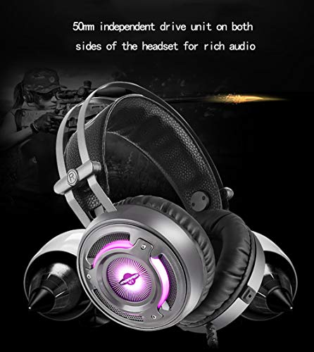 NOCTIC PlayStation 4 Pro Xbox One S Auriculares estéreo para juegos con micrófono Auriculares con cable ajustables suaves sobre la oreja para ordenador portátil, PC, Mac, iPad Smartphones