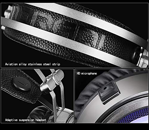 NOCTIC PlayStation 4 Pro Xbox One S Auriculares estéreo para juegos con micrófono Auriculares con cable ajustables suaves sobre la oreja para ordenador portátil, PC, Mac, iPad Smartphones