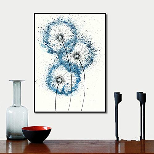 Nórdico moderno abstracto minimalista azul diente de león carteles arte acuarela lienzo cuadros para sala de estar dormitorio decoración sin marco 20x30 cm sin marco