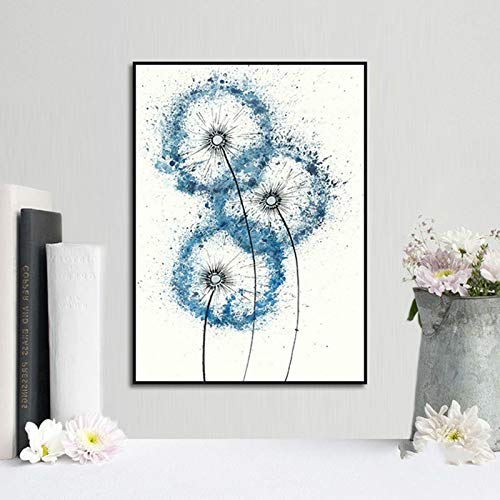 Nórdico moderno abstracto minimalista azul diente de león carteles arte acuarela lienzo cuadros para sala de estar dormitorio decoración sin marco 20x30 cm sin marco