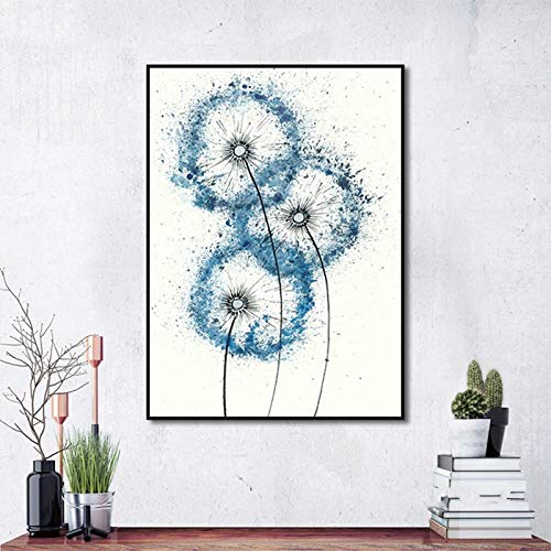 Nórdico moderno abstracto minimalista azul diente de león carteles arte acuarela lienzo cuadros para sala de estar dormitorio decoración sin marco 20x30 cm sin marco
