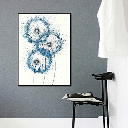 Nórdico moderno abstracto minimalista azul diente de león carteles arte acuarela lienzo cuadros para sala de estar dormitorio decoración sin marco 20x30 cm sin marco