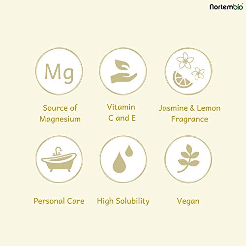 Nortembio Sal de Epsom 6 Kg. Novedosa Fragancia de Jazmín y Limón. Hidratada con Vitamina C y E. Sales de Baño y Cuidado Personal. E-Book Incluido.