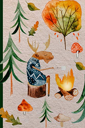 Notizbuch: Blanko DIN A 5 Tagebuch und Journal für Notizen, Ideen und Gedanken I Skandinavisches Motiv Elche im Herbst