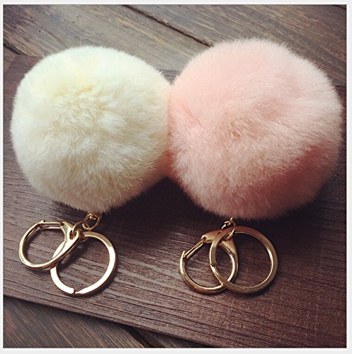 Novago Llavero pelo de conejo, de tacto suave - Blanco