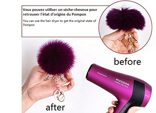 Novago Llavero pelo de conejo, de tacto suave - Blanco