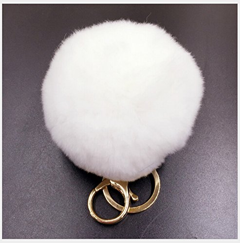 Novago Llavero pelo de conejo, de tacto suave - Blanco