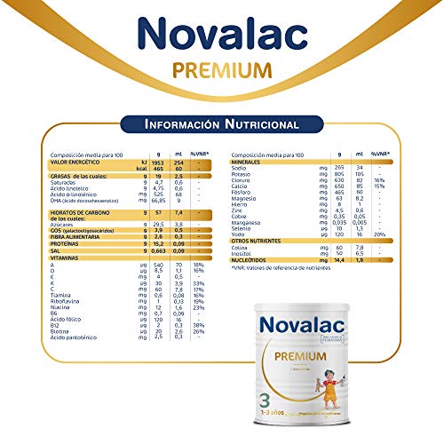 NOVALAC Premium 3 - Preparado lácteo de crecimiento a partir de 1 año. 800G