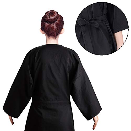 Noverlife 3 paquete de bata de cliente de kimono de masaje de spa, albornoz de salón a prueba de químicos al agua, bata de playa negra ligera, maquillaje de peluquería