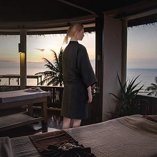 Noverlife Spa Massage Kimono albornoz para el cliente, albornoz de salón a prueba de químicos al agua Abrigo para el cliente, ligero bata negra bata de playa para tratamientos de belleza
