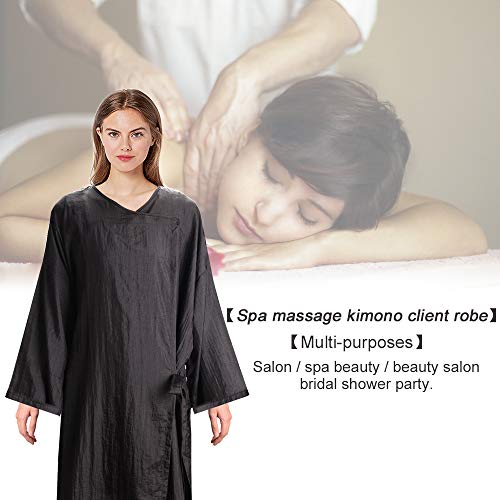 Noverlife - Traje de kimono negro para cliente, manga larga ajustable para tratamientos de belleza, vestido de cliente para masaje de sauna, resistente al agua para hombres y mujeres