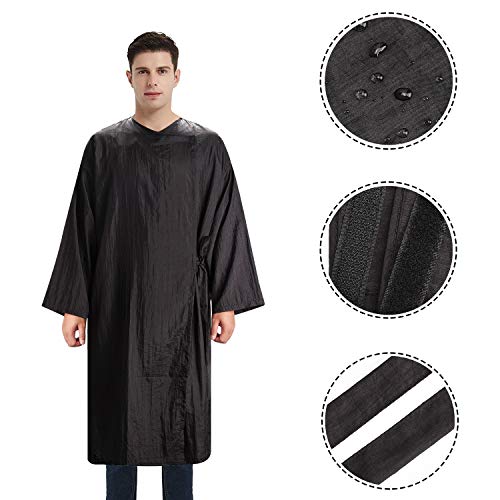 Noverlife - Traje de kimono negro para cliente, manga larga ajustable para tratamientos de belleza, vestido de cliente para masaje de sauna, resistente al agua para hombres y mujeres