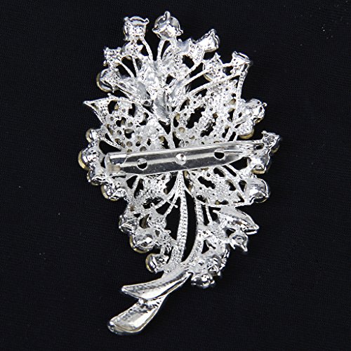 Novia Broche Para Boda Fiesta Prom Cristal Rhinestone Ramo Flor Brooch Pin Plata