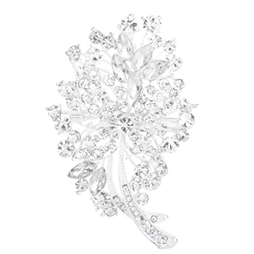 Novia Broche Para Boda Fiesta Prom Cristal Rhinestone Ramo Flor Brooch Pin Plata