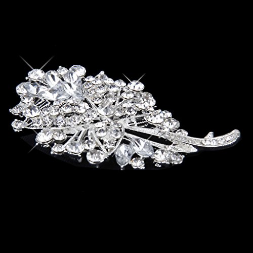 Novia Broche Para Boda Fiesta Prom Cristal Rhinestone Ramo Flor Brooch Pin Plata