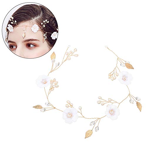 Novia de la Flor Hairband Granos de la Perla Accesorios Pelo de la Boda Hecha a Mano Brillante de la Venda del Partido de decoración del Pelo de Las Mujeres de Pelo Nupcial Elegante