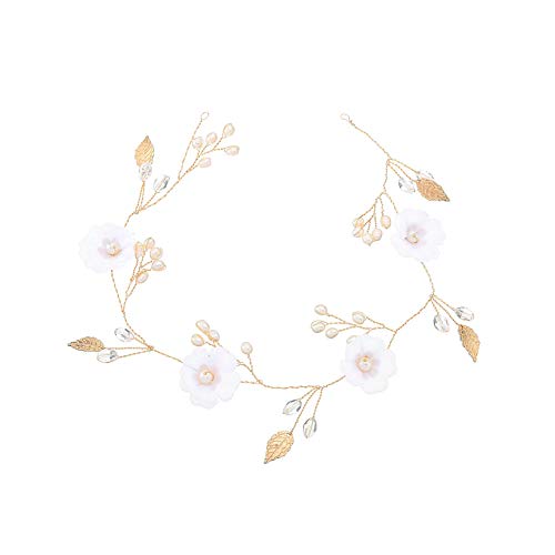 Novia de la Flor Hairband Granos de la Perla Accesorios Pelo de la Boda Hecha a Mano Brillante de la Venda del Partido de decoración del Pelo de Las Mujeres de Pelo Nupcial Elegante
