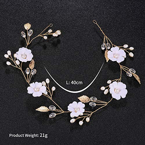 Novia de la Flor Hairband Granos de la Perla Accesorios Pelo de la Boda Hecha a Mano Brillante de la Venda del Partido de decoración del Pelo de Las Mujeres de Pelo Nupcial Elegante