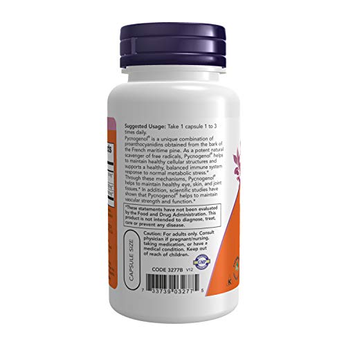 NOW Foods Pycnogenol 60mg, 50 Vegetarian Capsules