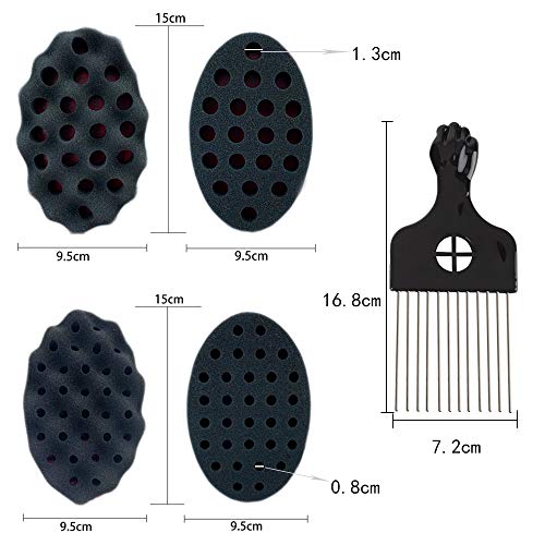 Nsiwem esponja pelo afro Cepillo de esponja Magic Cepillo de Pelo de Barbero Rastas de Esponja Herramienta de Cuidado del Cabello Peluquería Pelo Cepillo con peine afro 2 Piezas