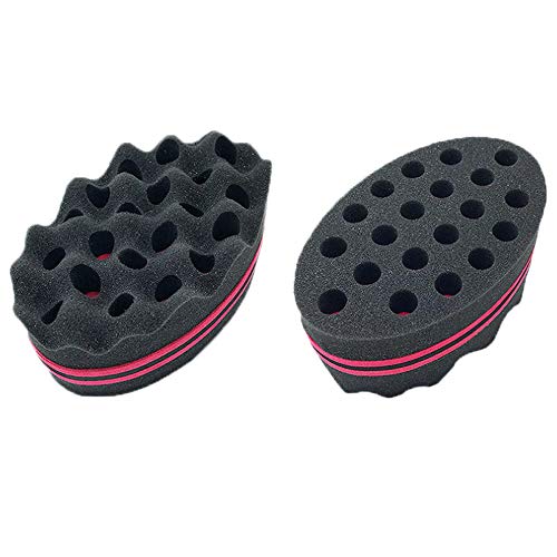 Nsiwem esponja pelo afro Cepillo de esponja Magic Cepillo de Pelo de Barbero Rastas de Esponja Herramienta de Cuidado del Cabello Peluquería Pelo Cepillo con peine afro 2 Piezas