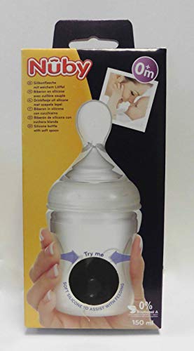 Nuby ID67275 - Biberón de silicona con cuchara, 150 ml