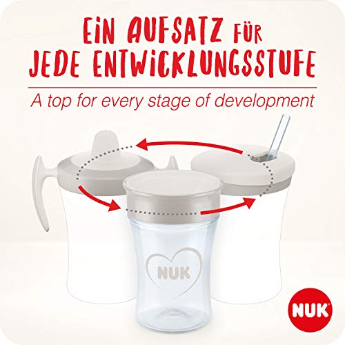 NUK 10255517 - Juego de aprender a beber (230 ml, en caja de regalo con diferentes accesorios, antigoteo, a partir de 6 meses, sin BPA, neutro), color blanco